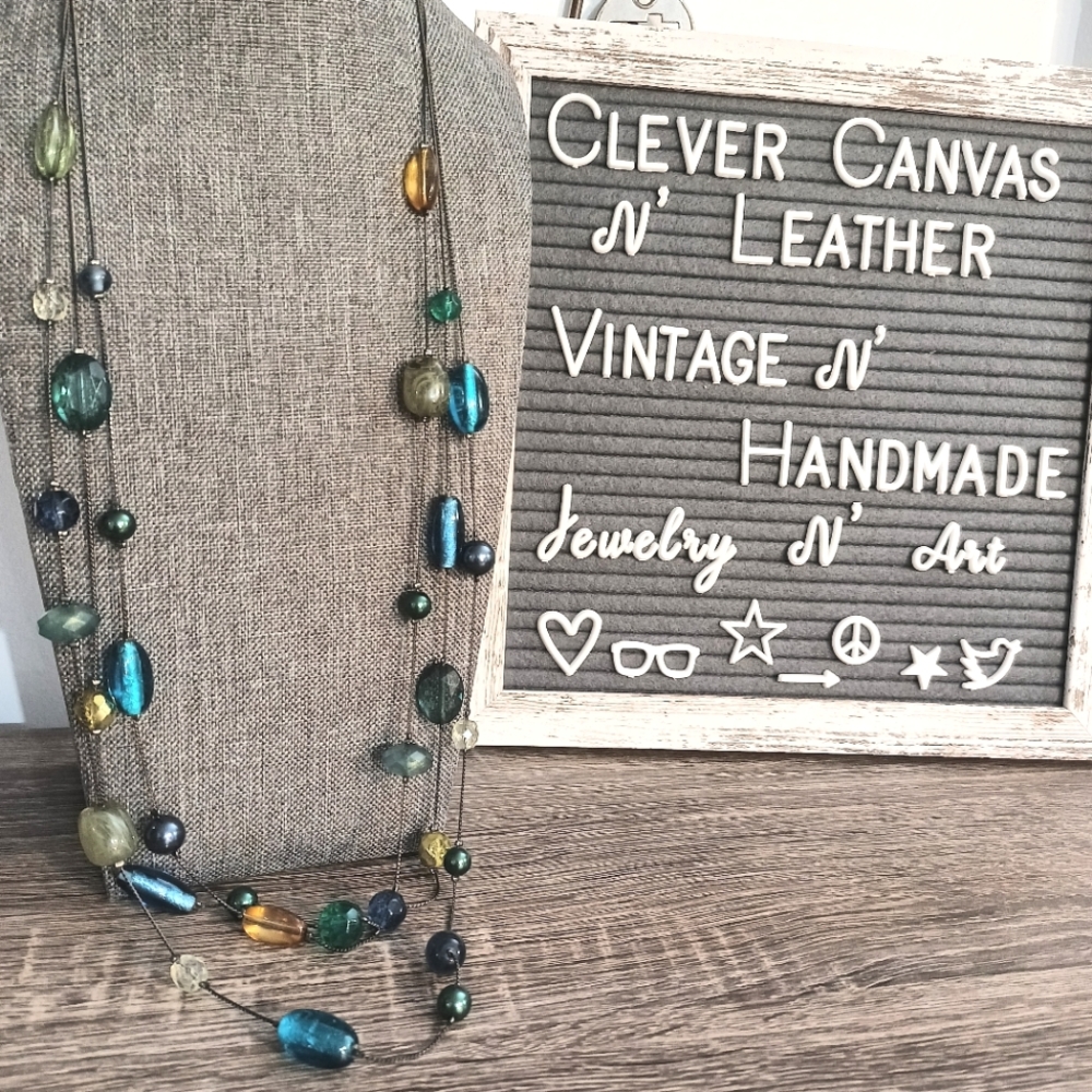 Lia sophia glass beaded multi strand necklace